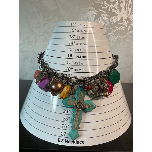 Halite Turquoise Crystal Cross Pendant Laborite Baltic Amber Necklace - Picture 2 of 5